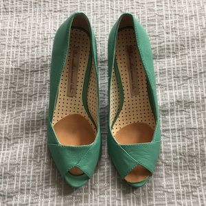 Mint Peep Toe Heels